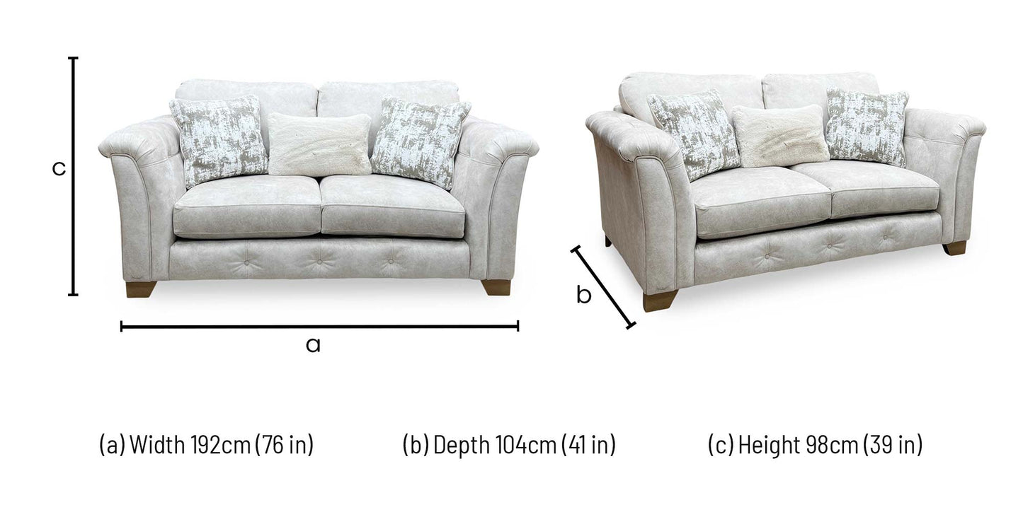 ‘Aura’ Kenzo Cream Dw Ft Fabric 2 Seater Classic Back Sofa