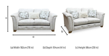 ‘Aura’ Kenzo Cream Dw Ft Fabric 2 Seater Classic Back Sofa