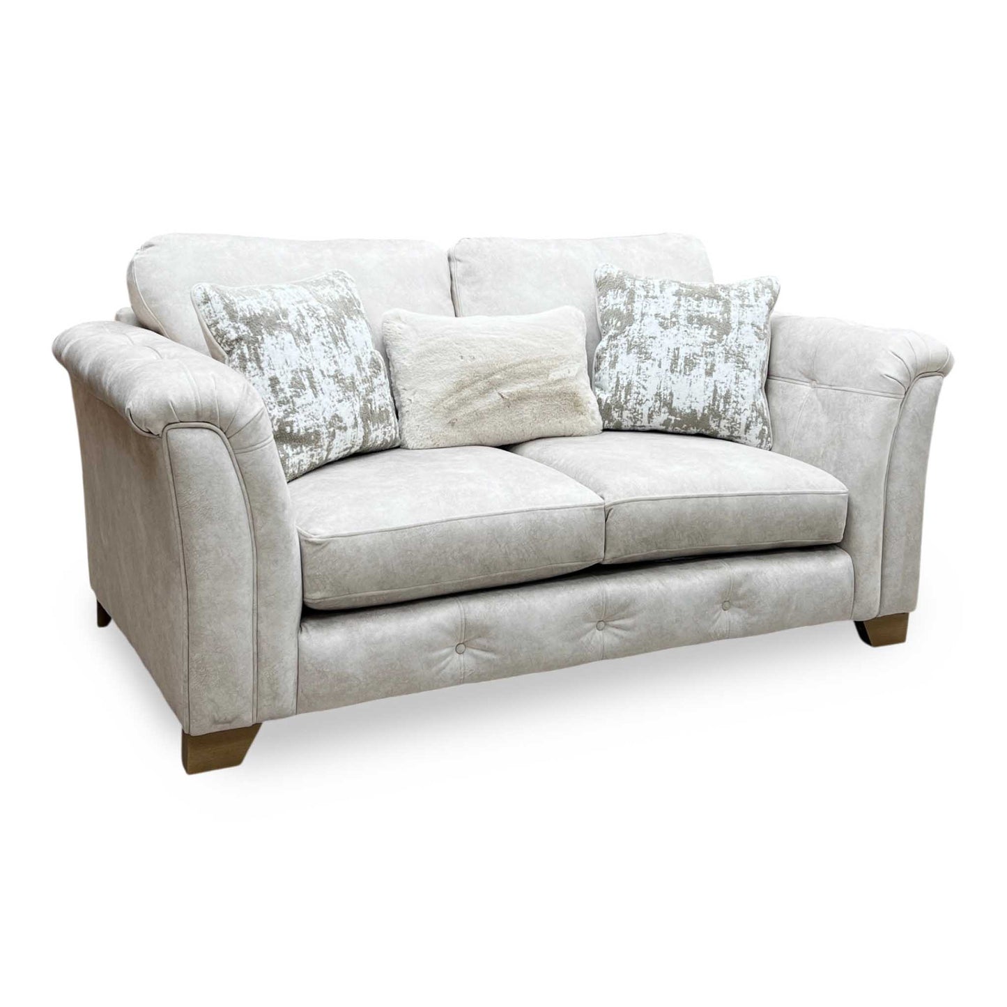 ‘Aura’ Kenzo Cream Dw Ft Fabric 2 Seater Classic Back Sofa