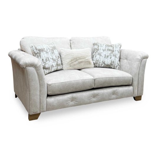 ‘Aura’ Kenzo Cream Dw Ft Fabric 2 Seater Classic Back Sofa