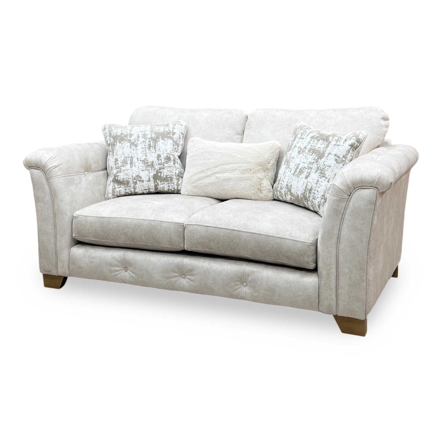 ‘Aura’ Kenzo Cream Dw Ft Fabric 2 Seater Classic Back Sofa
