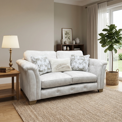‘Aura’ Kenzo Cream Dw Ft Fabric 2 Seater Classic Back Sofa