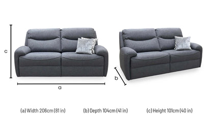 G Plan 'Amesbury' A943 Roche Slate Grey Fabric Sofa Set - 3 Seater Sofa & 2 Seater Power Recliner Sofa