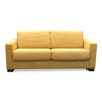 Nicoletti ‘Alcova’ Flambe Ocre Yellow Fabric 2 Seater Sofa Bed with Box Arms