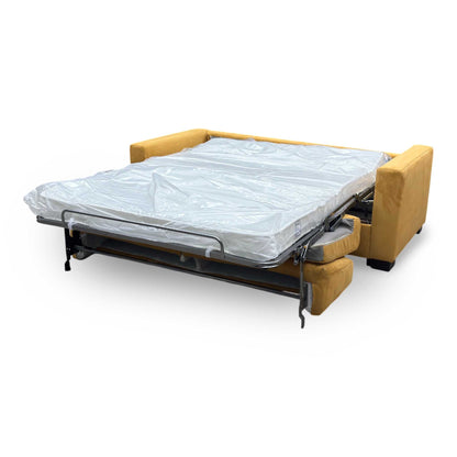 Nicoletti ‘Alcova’ Flambe Ocre Yellow Fabric 2 Seater Sofa Bed with Box Arms
