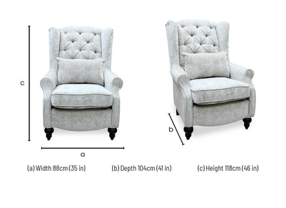 ‘Shirley’ Taupe and Grey Combination Checkered Pattern Fabric Buttoned Back Accent Chair