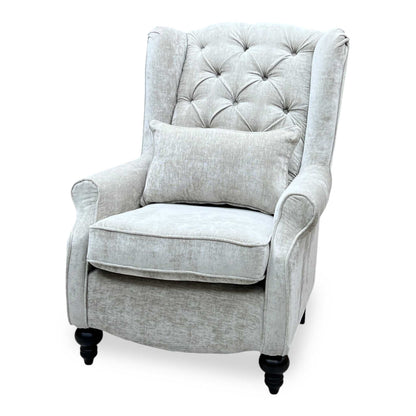 ‘Shirley’ Taupe and Grey Combination Checkered Pattern Fabric Buttoned Back Accent Chair