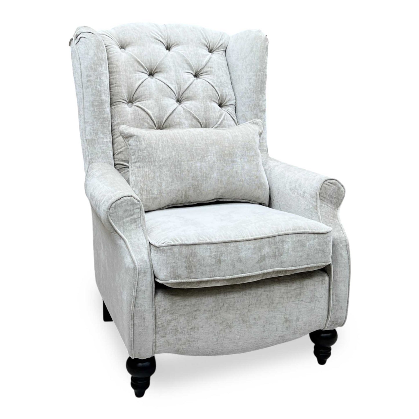 ‘Shirley’ Taupe and Grey Combination Checkered Pattern Fabric Buttoned Back Accent Chair