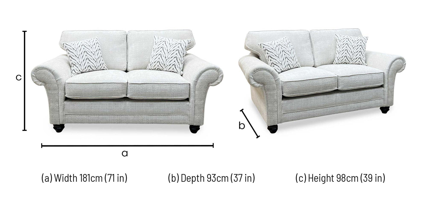 ‘Clara’ Beige Woven Fabric 2 Seater Sofa