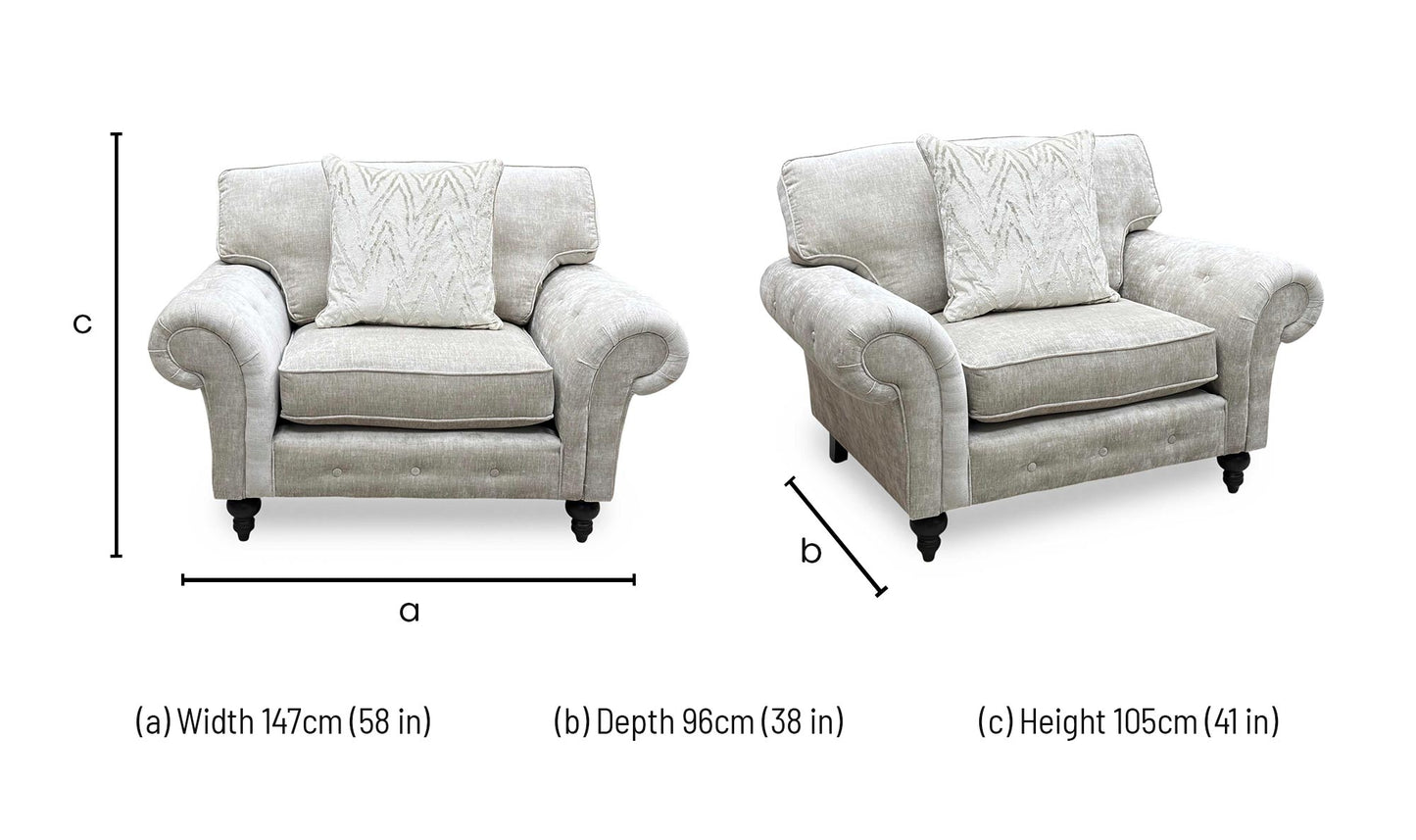 ‘Gillingham’ Beige Chenille Fabric Love Chair