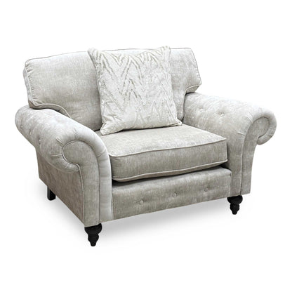 ‘Gillingham’ Beige Chenille Fabric Love Chair