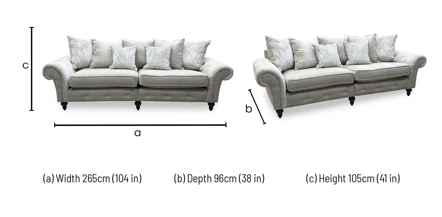 ‘Gillingham’ Beige Chenille Fabric 4 Seater Split Frame Sofa