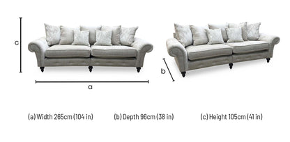 ‘Gillingham’ Beige Chenille Fabric 4 Seater Split Frame Sofa