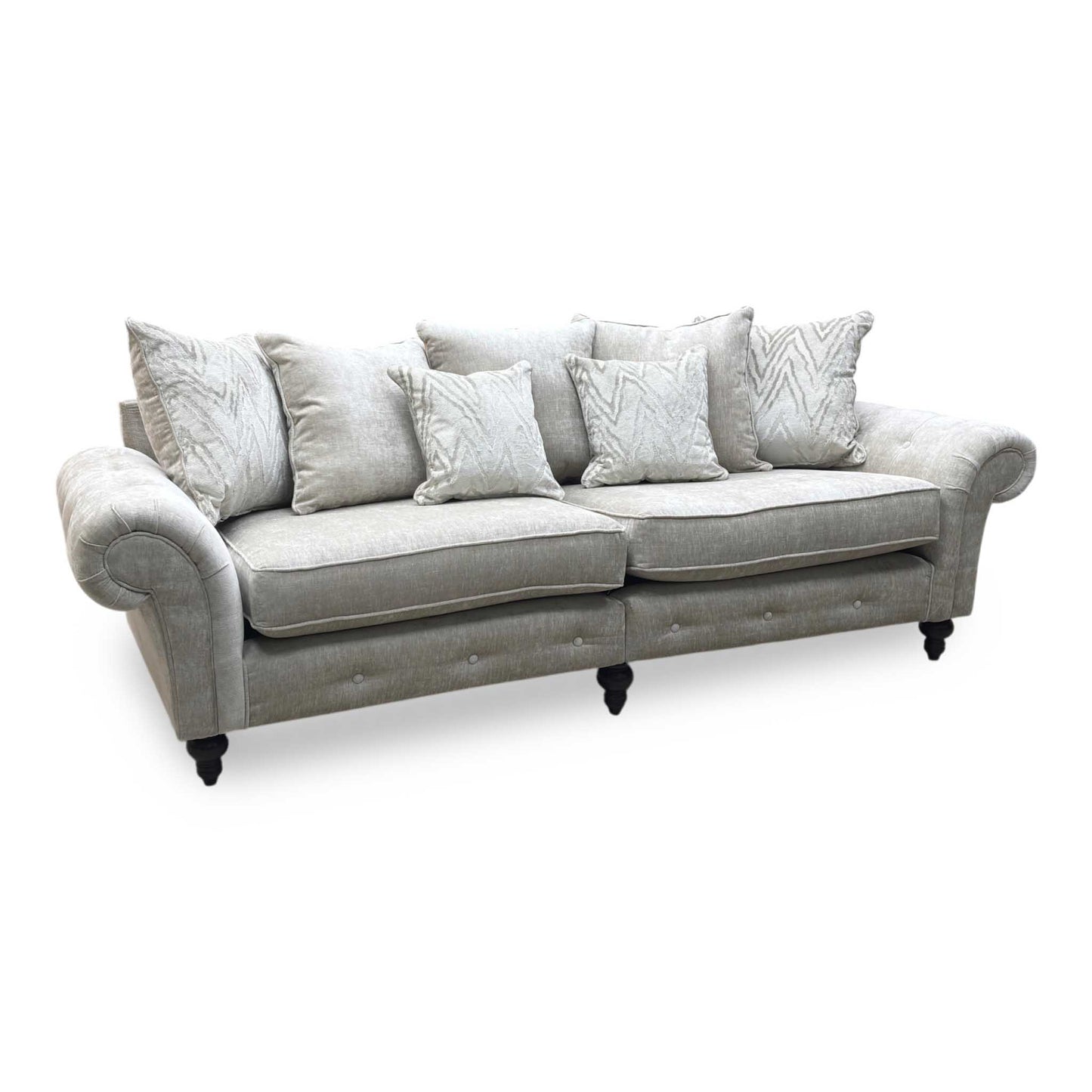 ‘Gillingham’ Beige Chenille Fabric 4 Seater Split Frame Sofa
