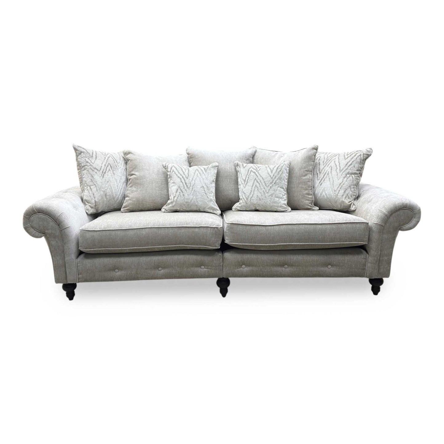 ‘Gillingham’ Beige Chenille Fabric 4 Seater Split Frame Sofa