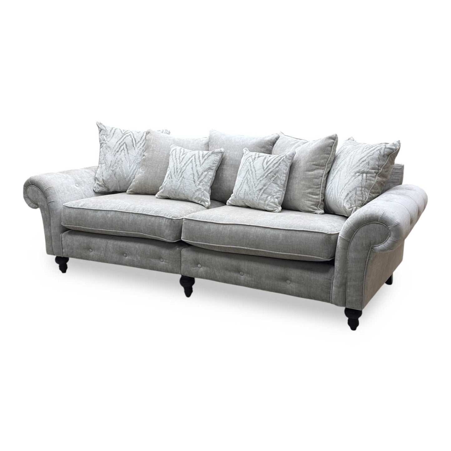 ‘Gillingham’ Beige Chenille Fabric 4 Seater Split Frame Sofa