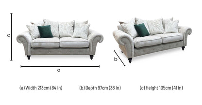‘Gillingham’ Beige Chenille Fabric 3 Seater Sofa