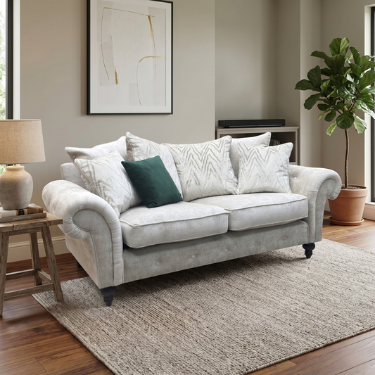 ‘Gillingham’ Beige Chenille Fabric 3 Seater Sofa