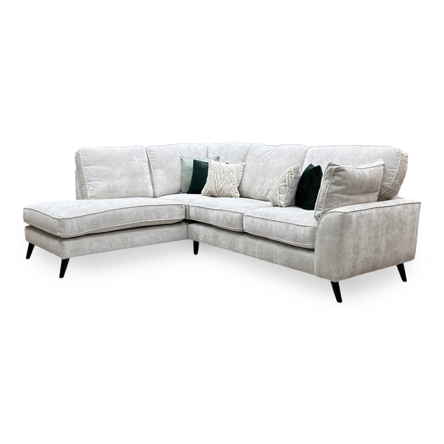 ‘Theodore’ Celine Ghost White Fabric Left Hand Facing Chaise End Sofa