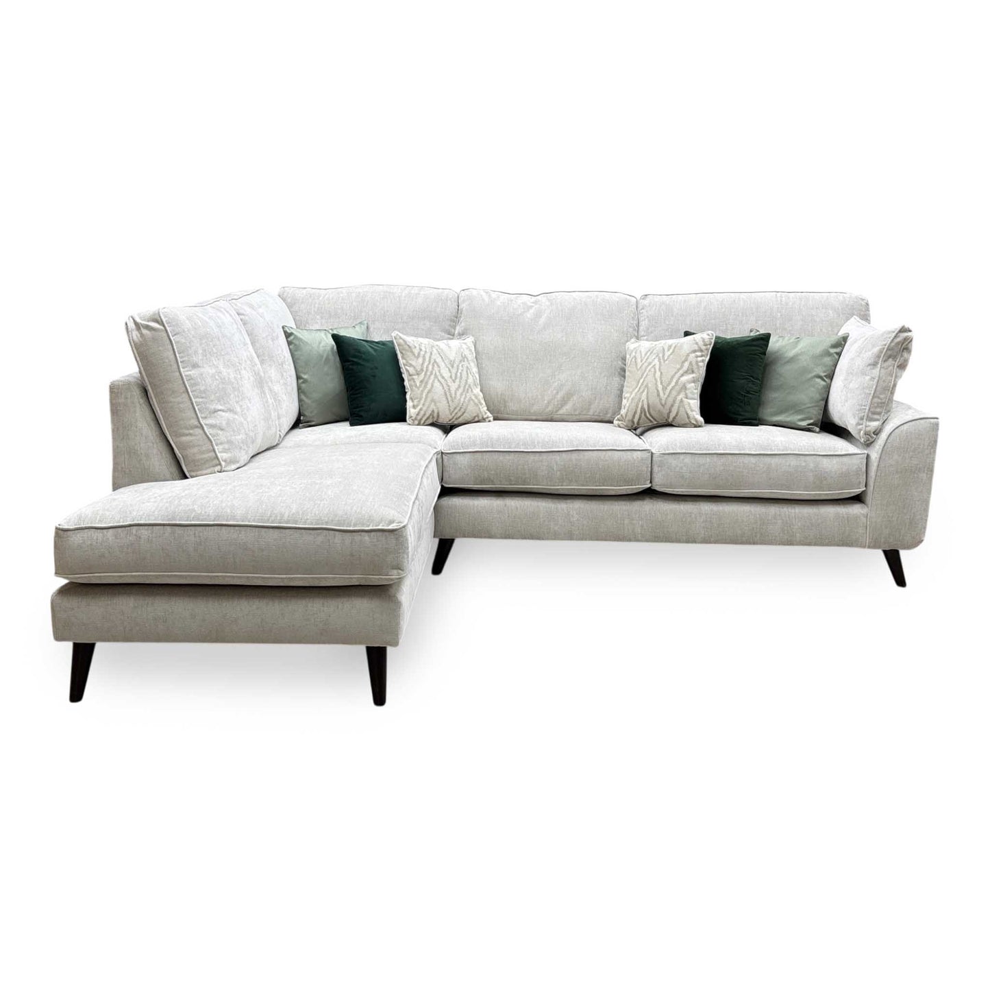 ‘Theodore’ Celine Ghost White Fabric Left Hand Facing Chaise End Sofa