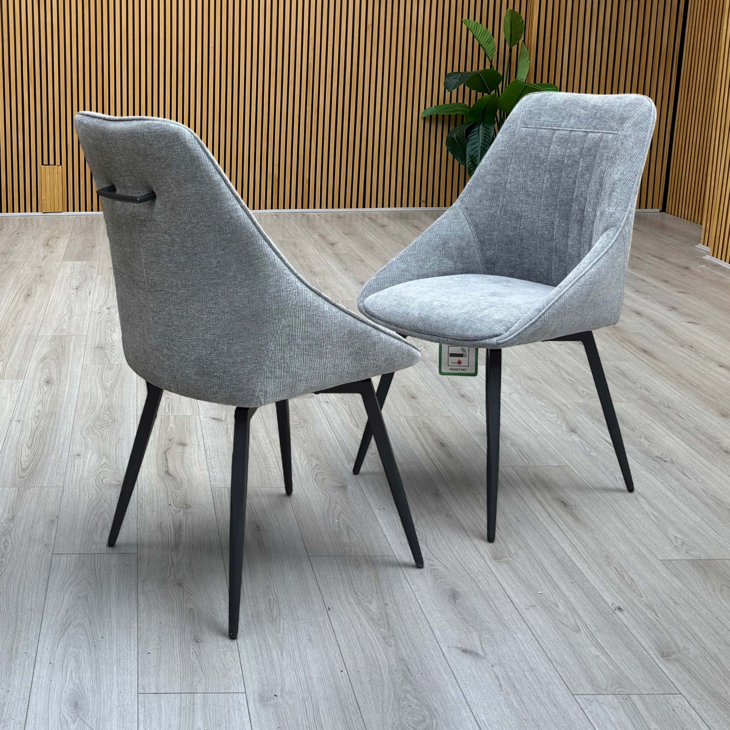 'Crete' Dark Grey Fabric Swivel Dining Chairs - Set of 2