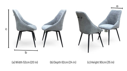 'Crete' Dark Grey Fabric Swivel Dining Chairs - Set of 2