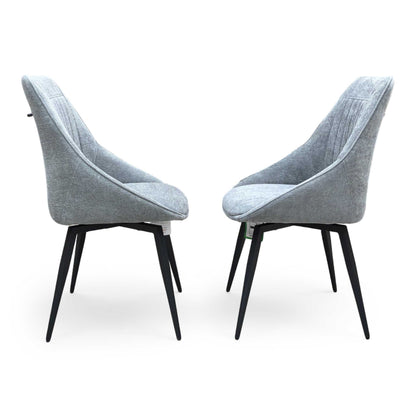 'Crete' Dark Grey Fabric Swivel Dining Chairs - Set of 2