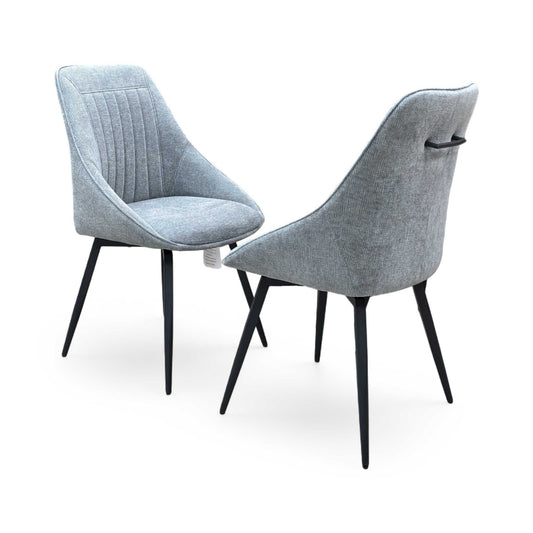 'Crete' Dark Grey Fabric Swivel Dining Chairs - Set of 2