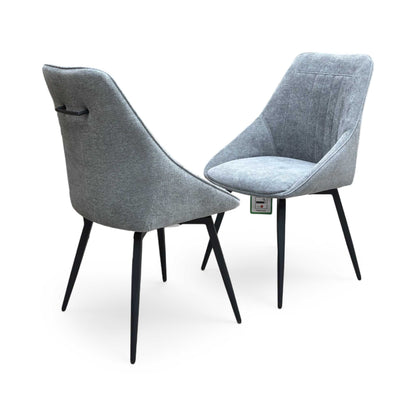 'Crete' Dark Grey Fabric Swivel Dining Chairs - Set of 2