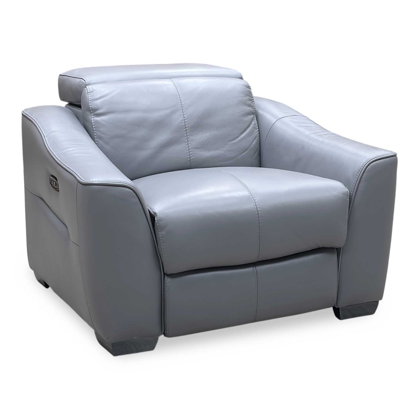 World of Leather ‘Xavier’ Nc-435e Sleet Grey Leather Power Recliner Armchair with Power Headrest