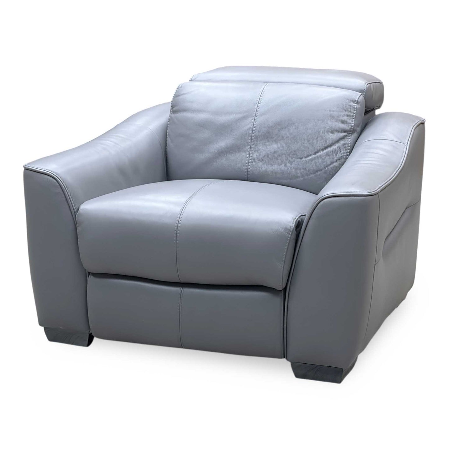 World of Leather ‘Xavier’ Nc-435e Sleet Grey Leather Power Recliner Armchair with Power Headrest