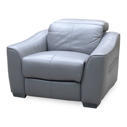 World of Leather ‘Xavier’ Nc-435e Sleet Grey Leather Power Recliner Armchair with Power Headrest