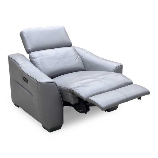 World of Leather ‘Xavier’ Nc-435e Sleet Grey Leather Power Recliner Armchair with Power Headrest