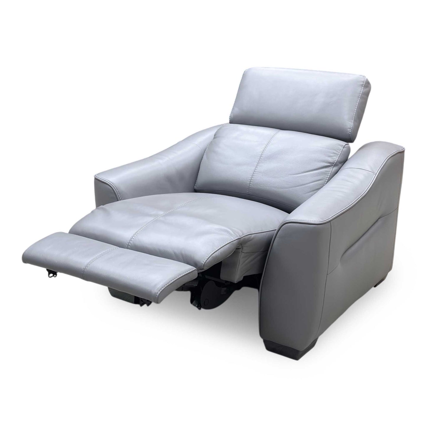 World of Leather ‘Xavier’ Nc-435e Sleet Grey Leather Power Recliner Armchair with Power Headrest