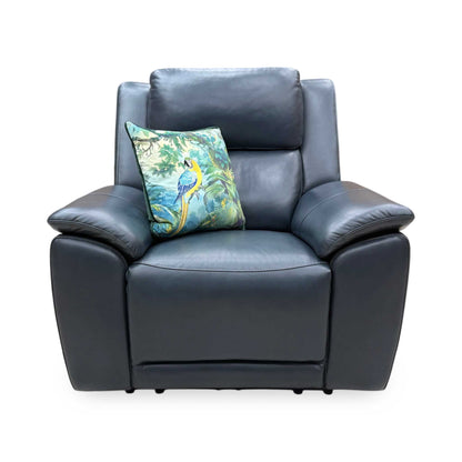 'Utah' Natural Milled Navy Blue La-4828 Leather Power Recliner Chair with Power Headrest, Power Lumbar and Heated Seats