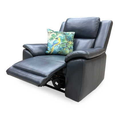'Utah' Natural Milled Navy Blue La-4828 Leather Power Recliner Chair with Power Headrest, Power Lumbar and Heated Seats