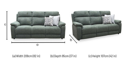 ‘Raven' Milan Green 61350 Fabric 3 Seater Sofa