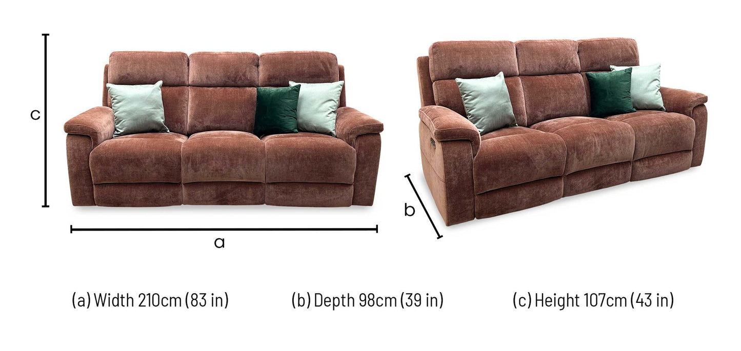 ‘Raven' Manhattan Burnt Sienna Fabric 3+3 Seater Power Recliner Sofa