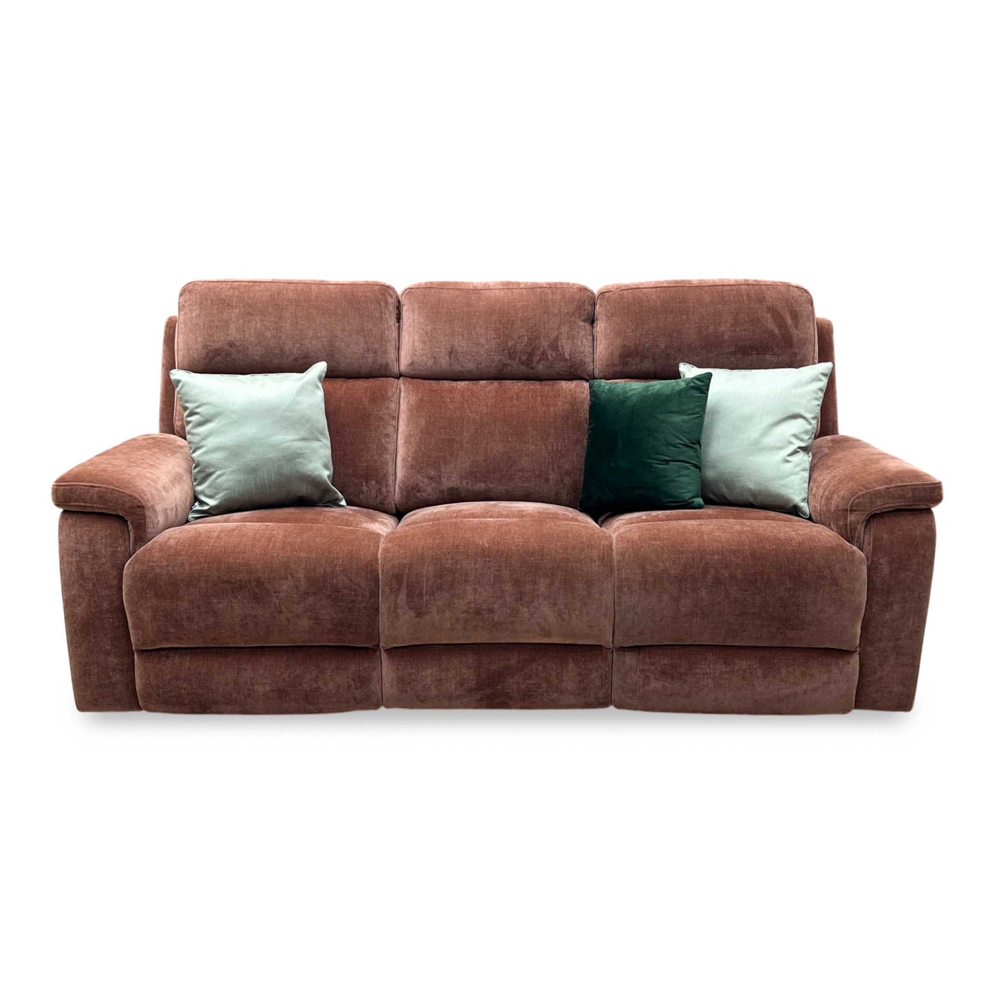 ‘Raven' Manhattan Burnt Sienna Fabric 3 Seater Power Recliner Sofa