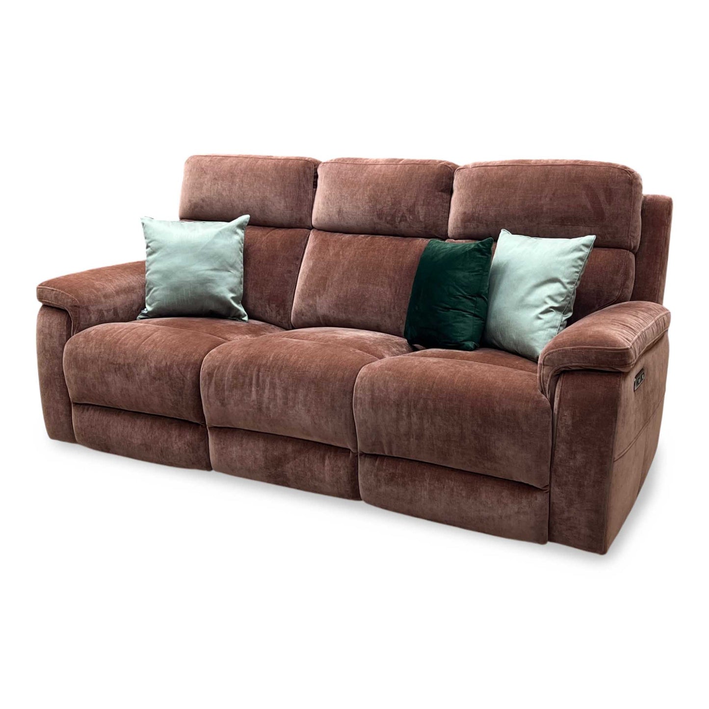 ‘Raven' Manhattan Burnt Sienna Fabric 3 Seater Power Recliner Sofa