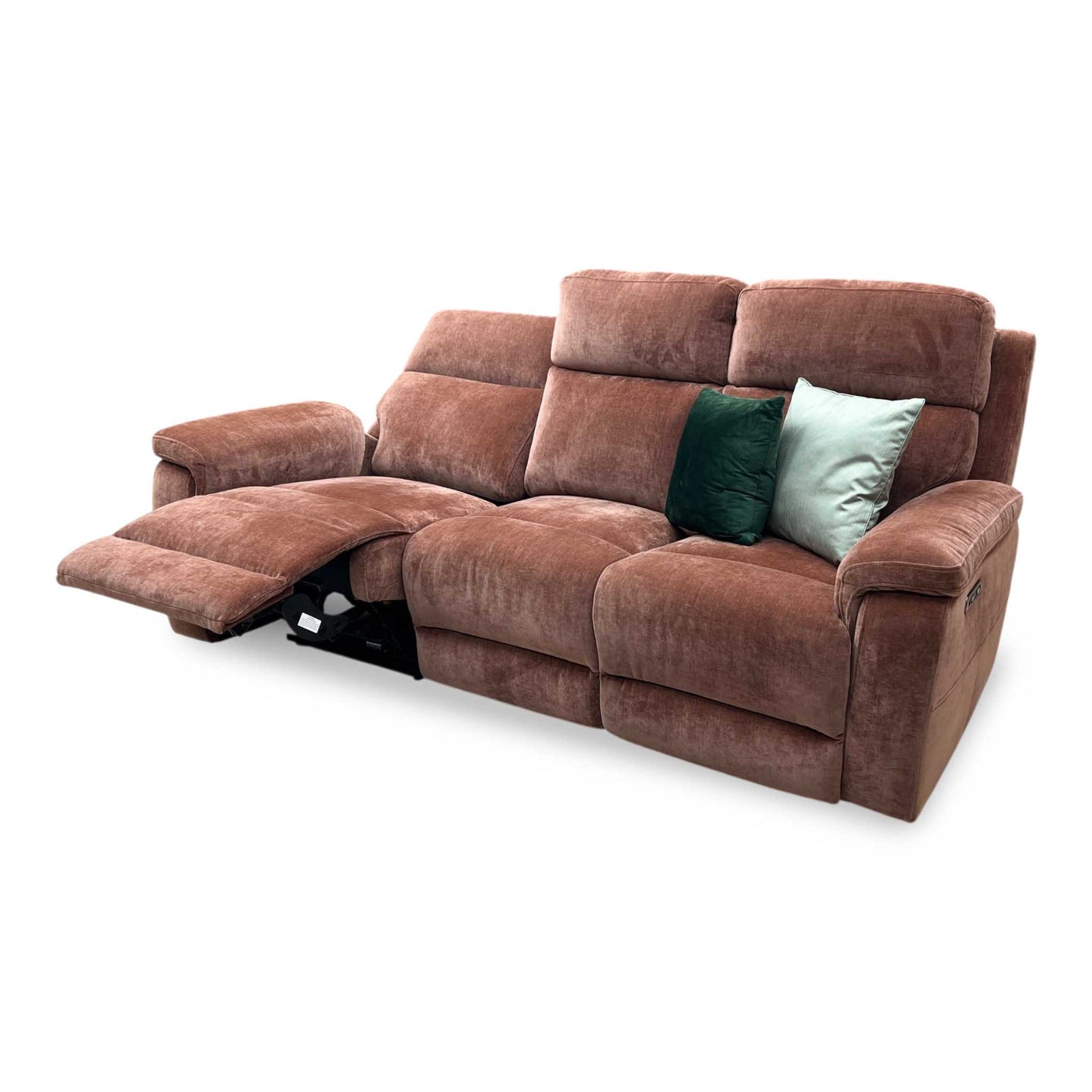 ‘Raven' Manhattan Burnt Sienna Fabric 3 Seater Power Recliner Sofa