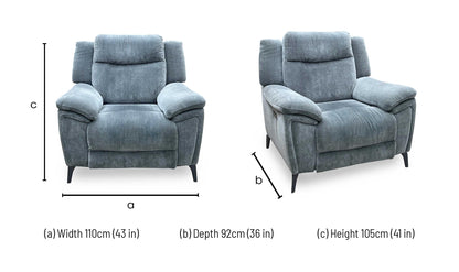 ‘Panache’ Manhattan Charcoal Grey 58003 Fabric Power Recliner Chair