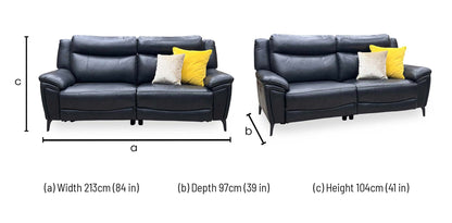 ‘Panache' Navy Blue Cat-40_24 Leather 3 Seater Power Recliner Sofa with Power Headrests