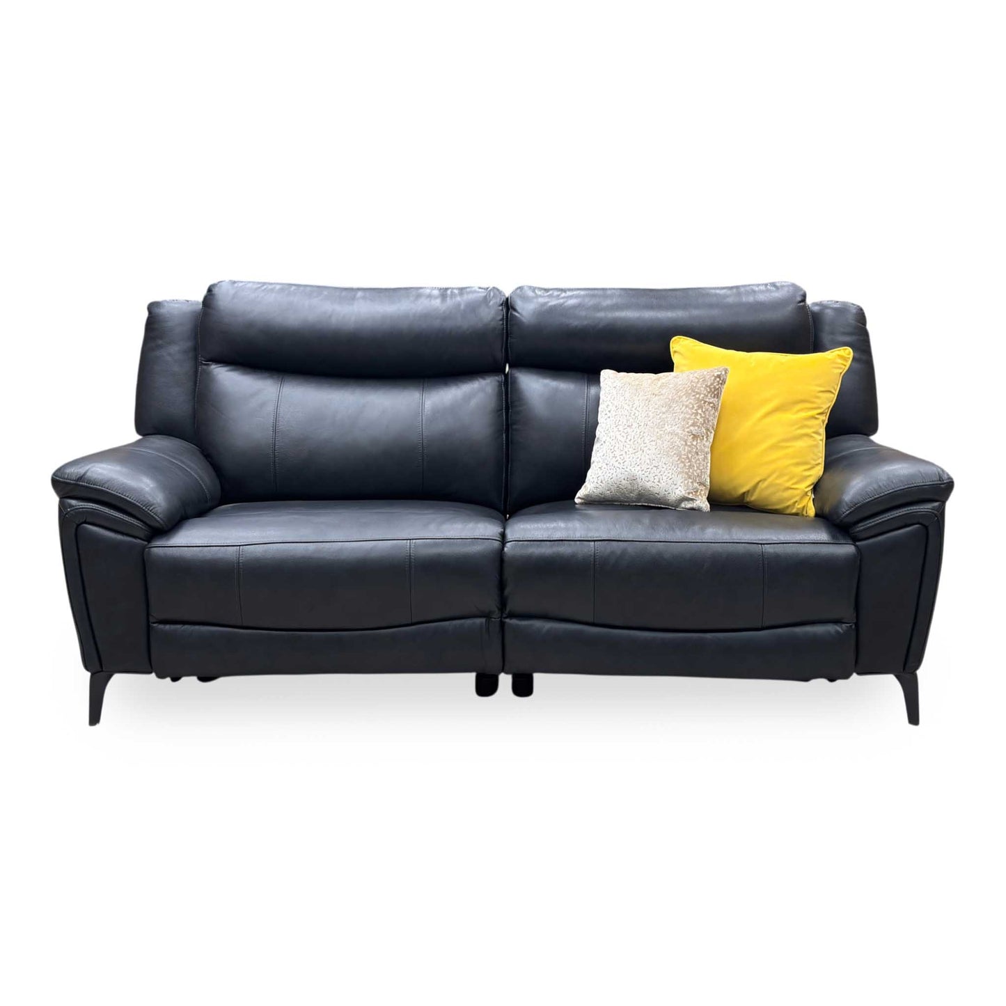 ‘Panache' Navy Blue Cat-40_24 Leather 3 Seater Power Recliner Sofa with Power Headrests