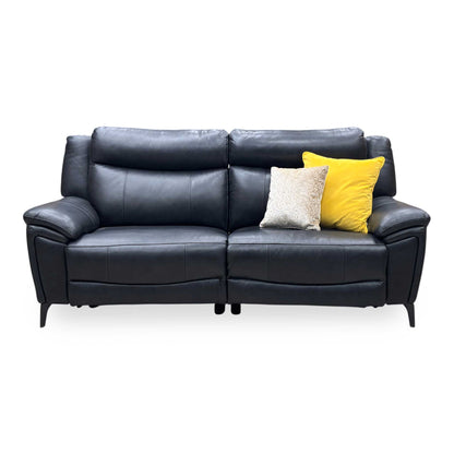 ‘Panache' Navy Blue Cat-40_24 Leather 3 Seater Power Recliner Sofa with Power Headrests