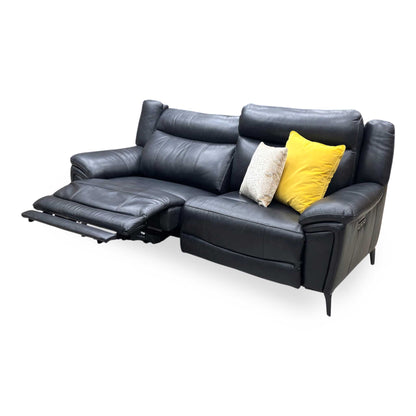 ‘Panache' Navy Blue Cat-40_24 Leather 3 Seater Power Recliner Sofa with Power Headrests