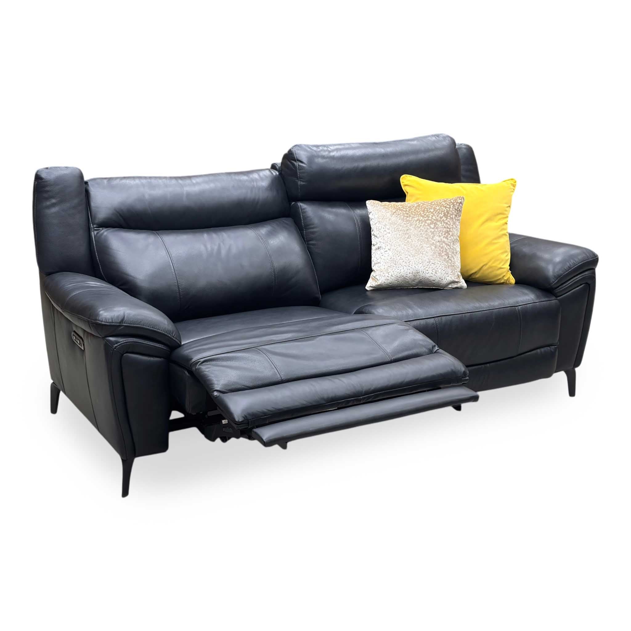 Panache' Navy Blue Cat-40_24 Leather 3 Seater Power Recliner Sofa