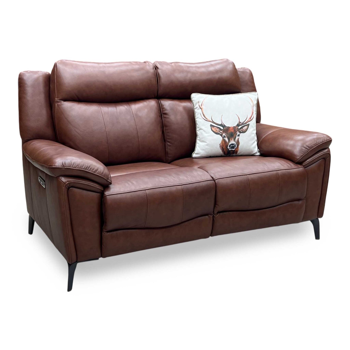 'Panache' Butterscotch Brown Cat-60_07 Leather 2 Seater Power Recliner Sofa with Power Headrests