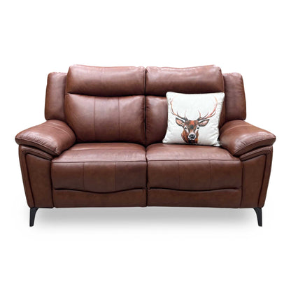 'Panache' Butterscotch Brown Cat-60_07 Leather 2 Seater Power Recliner Sofa with Power Headrests