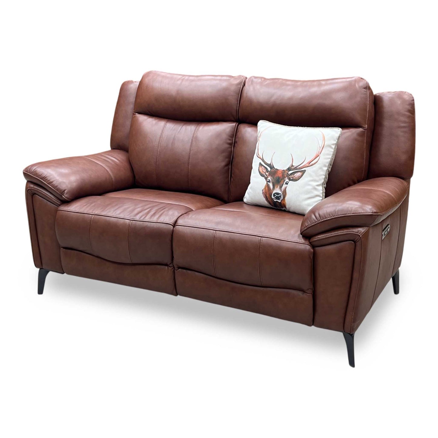 'Panache' Butterscotch Brown Cat-60_07 Leather 2 Seater Power Recliner Sofa with Power Headrests